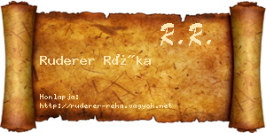 Ruderer Réka névjegykártya